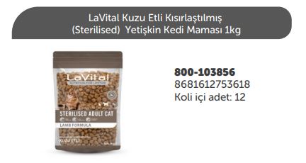 LAVİTAL KUZU ETLİ KISIRLAŞTIRILMIŞ (STERİLİSED)  YETİŞKİN KEDİ MAMASI 1KG