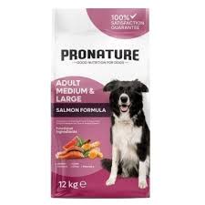 PRONATURE ORTA VE BÜYÜK IRK YETİŞKİN KURU KÖPEK MAMASI (DERMA SHİNE) SOMONLU VE PİRİNÇLİ 12KG